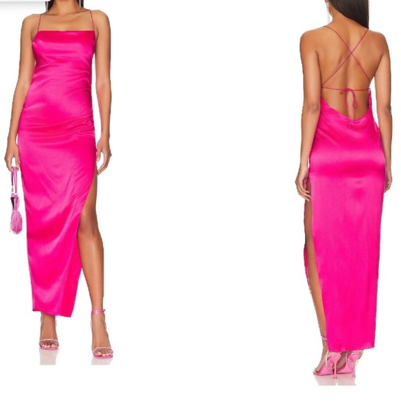 SER.O.YA Celino Maxi Dress Silk Blend Fuchia Purple/Hot Pink Size M - NWT - Picture 2 of 16